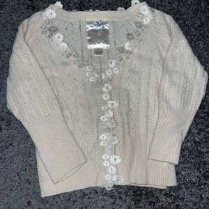 Cardigan with Floral Details